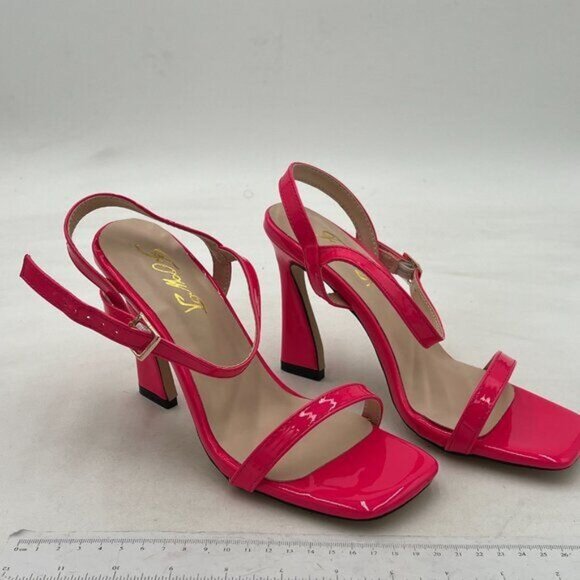 FOWT Pink Women Sexy Open Square Toe Sandals Ankle Strap Spool High Heels Party - Picture 4 of 8